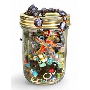 Loose Beads and Charms Mystery Jar Resin Glass Shell Unique Pieces for Crafting